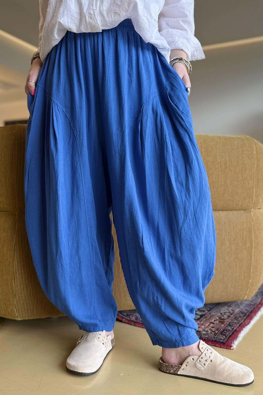 Noa Linen Blend Sia Barrel Trouser Soft Cobalt